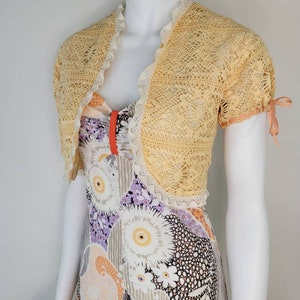 Vintage 1970s crochet bolero with matching purse / 1960s crochet bolero with matching purse / Gunne Sax style / Bolero jacket / Small Medium image 5