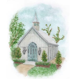 Custom Watercolor Wedding Venue Illustration
