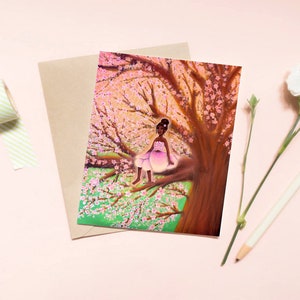 Carte de voeux de fleurs de cerisier, carte personnalisée, cadeau pour un ami, carte de fée, carte d'anniversaire, jolie carte, carte de Saint-Valentin, cadeau pour fille