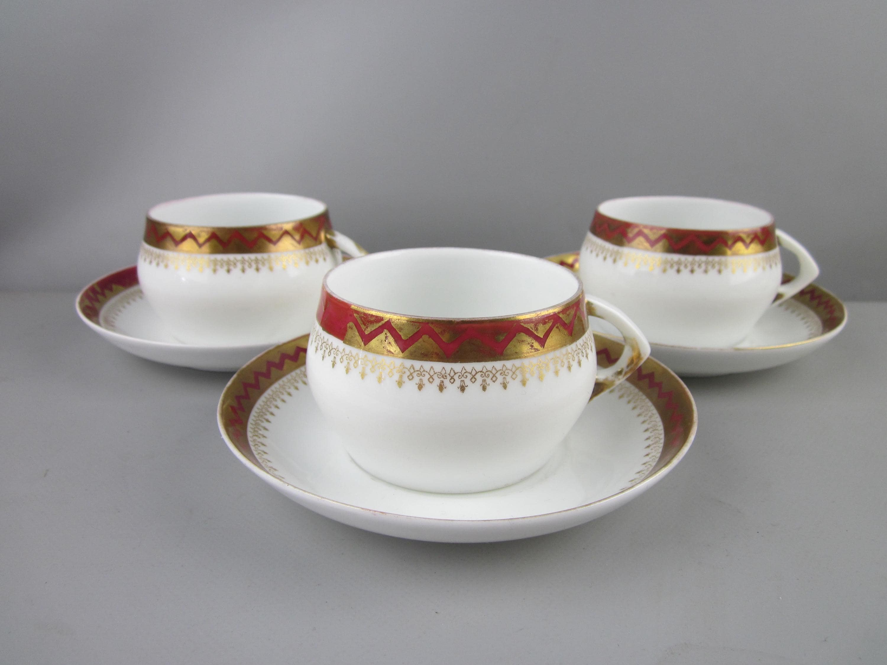 Set Tea pairs Gardner RUSSIAN EMPIRE Cup and saucer Antique Porcelain 19th century Imperial Porcelain Tea set Vintage Porcelain