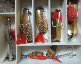 Leurre de pêche supérieur vintage, 2 1/2, vairon, spinner, vers 1940