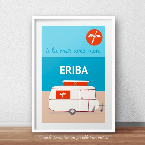 caravan Eriba sea Poster Poster illustration 75 x 50 cm to print yourself