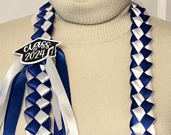 Class of 2024 Graduation Lei | Checkered 5/8” Satin Ribbon