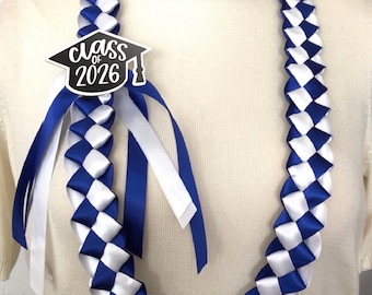 Class of 2026 Graduation Lei | Checkered 5/8” Satin Ribbon