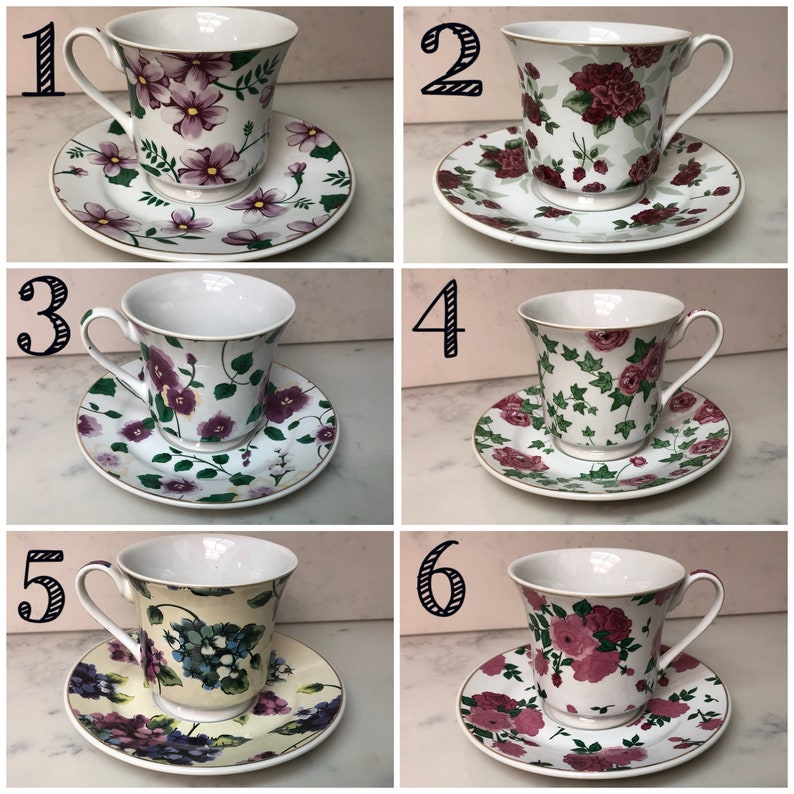 Personalized Tea Cup and Saucer Set Floral Tea Set Etsy