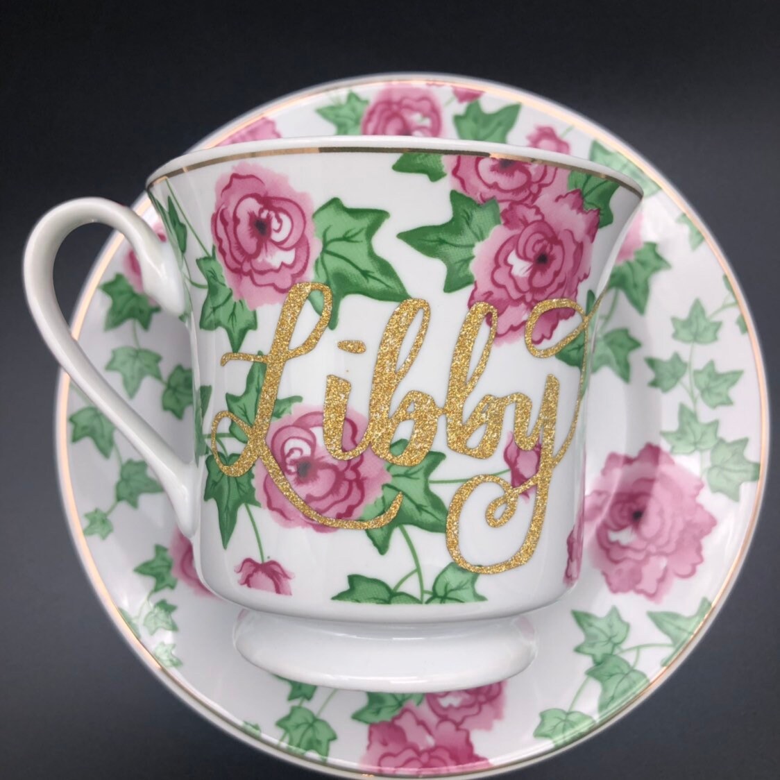 Personalized Tea Cup and Saucer Set Floral Tea Set Etsy