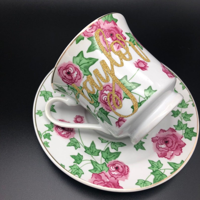 Personalized Tea Cup and Saucer Set Floral Tea Set Etsy