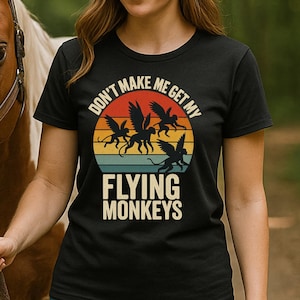 Funny Flying Monkeys T-Shirt Retro Witchy Halloween Shirt for Women & Men