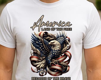 Weißkopfseeadler USA Flagge T-Shirt Amerika Land of the Free