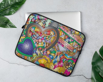 Hearts and Flowers Laptop Sleeve 13" 15"