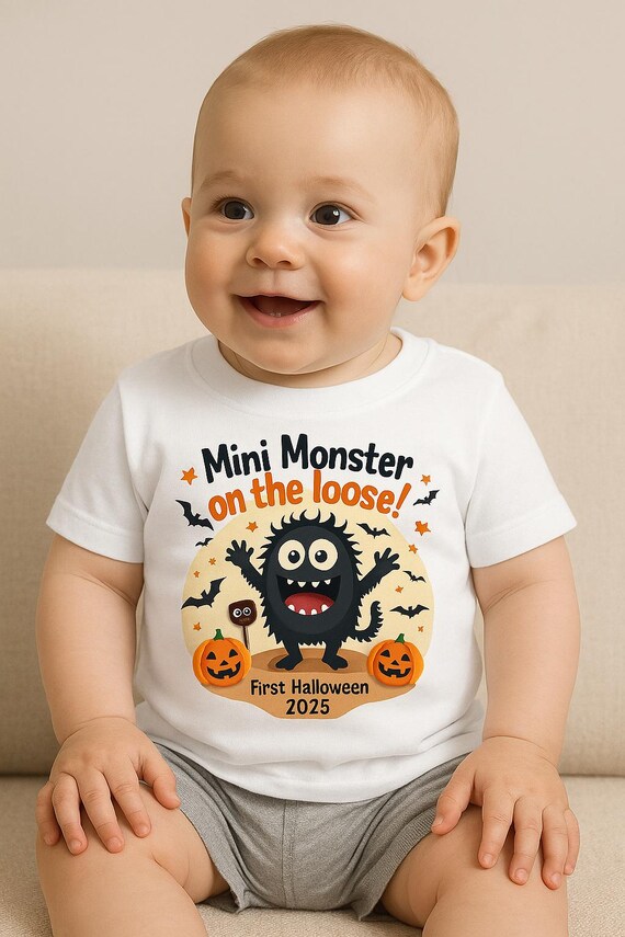 Mini Monster Halloween Baby T-Shirt: Säugling fein Jersey
