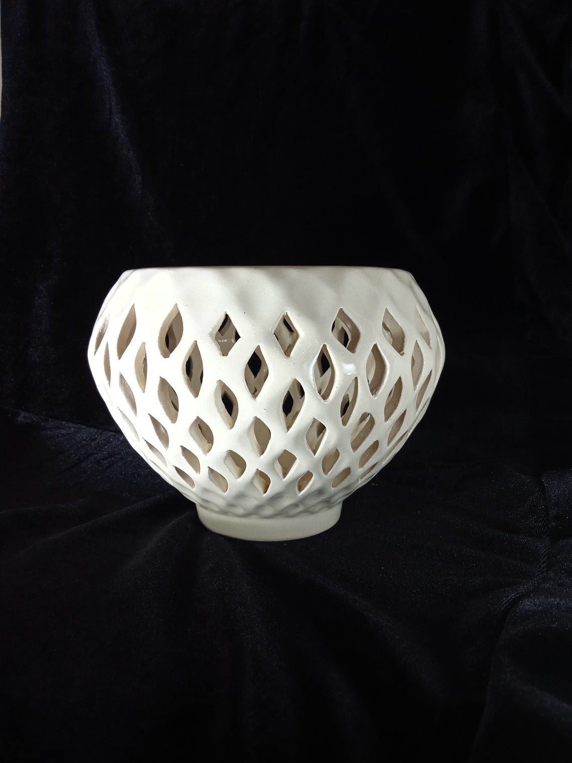 Ceramic pot for orchids. The original form. Glazed white Etsy