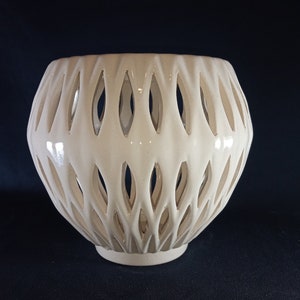 Ceramic pot for orchids. The original form. Glazed white color. image 3