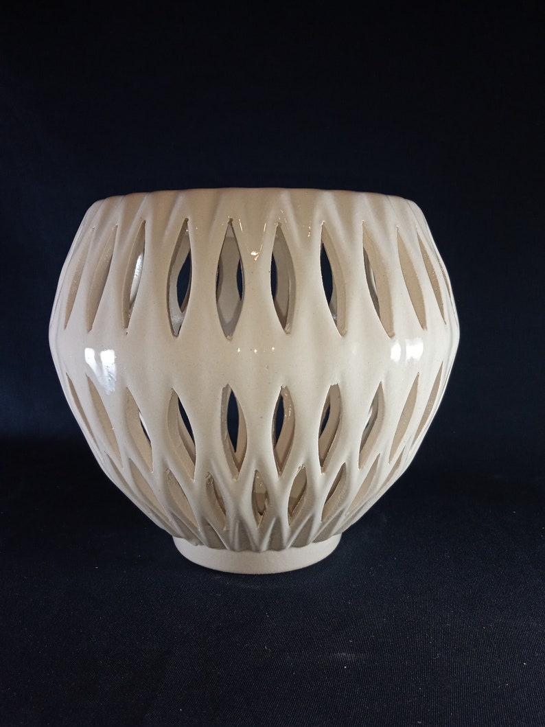Ceramic pot for orchids. The original form. Glazed white color. image 3