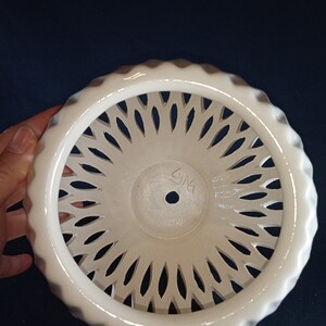 Ceramic pot for orchids. The original form. Glazed white color. image 4