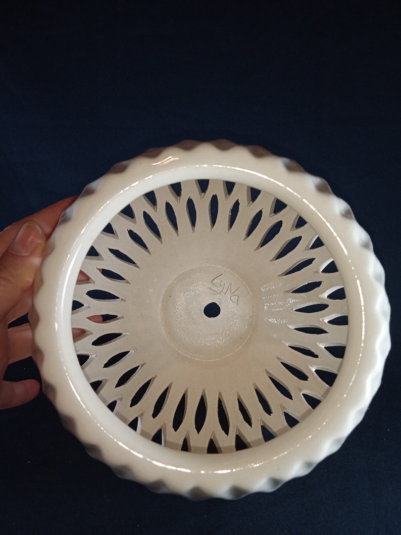 Ceramic pot for orchids. The original form. Glazed white color. image 4