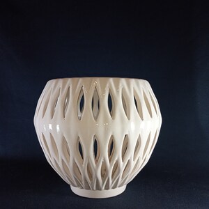 Ceramic pot for orchids. The original form. Glazed white color. image 6
