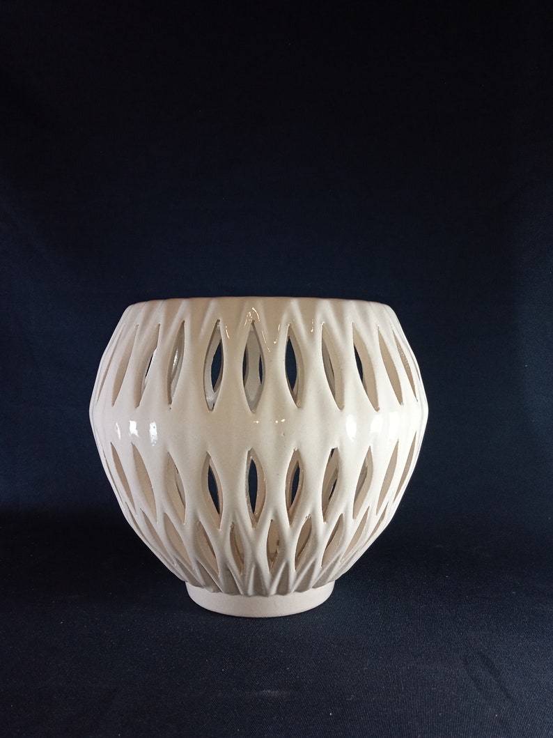 Ceramic pot for orchids. The original form. Glazed white color. image 6