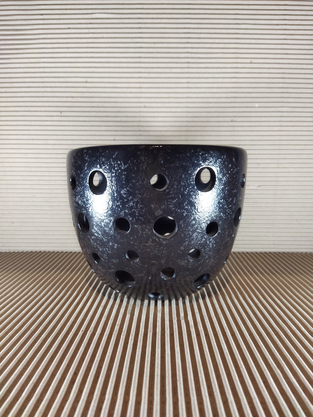 Ceramic Pot for Orchids in Round Holes. Black Glaze. No Glaze Etsy