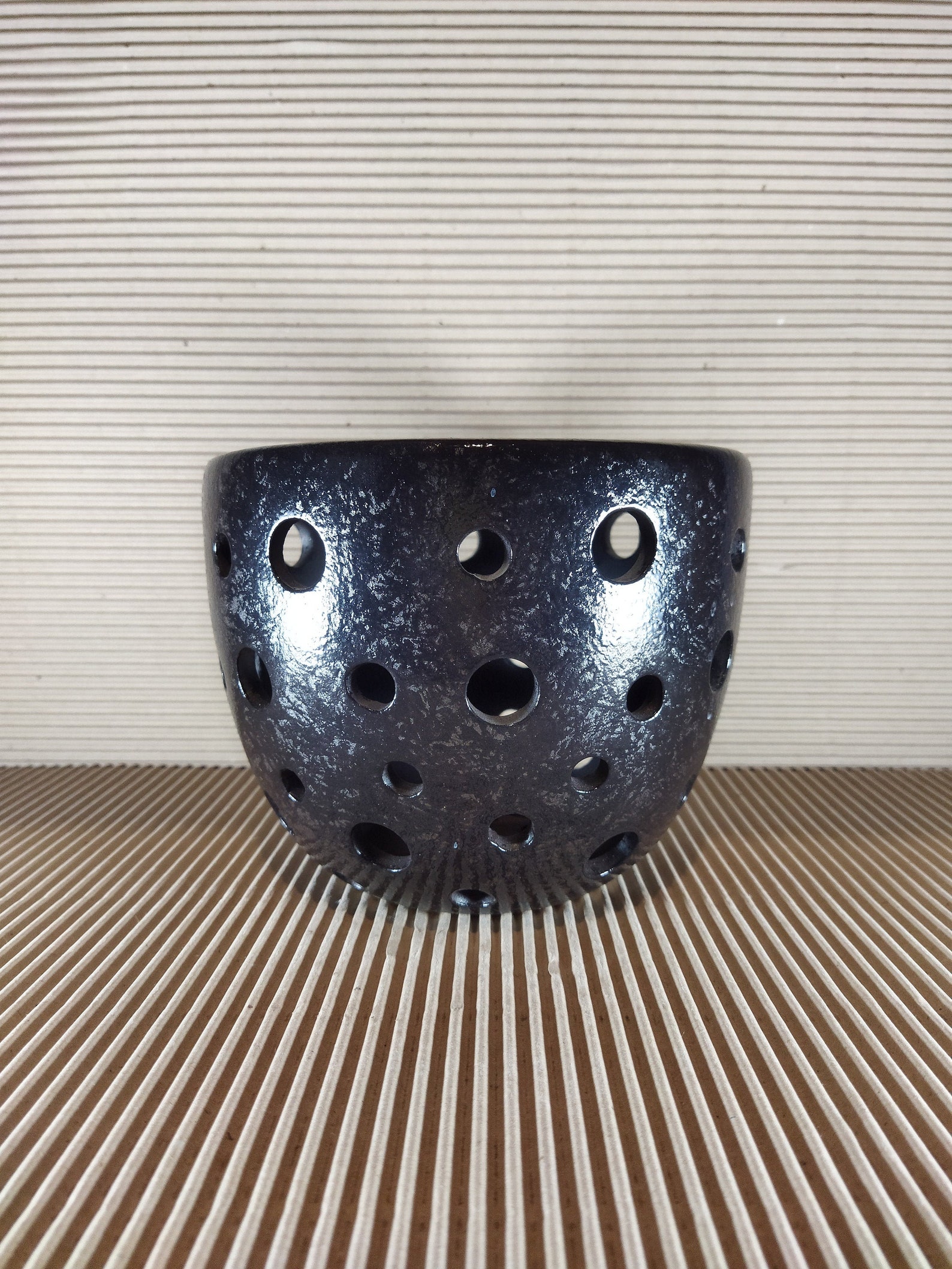 Ceramic Pot for Orchids in Round Holes. Black Glaze. No Glaze Etsy UK