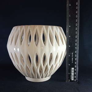 Ceramic pot for orchids. The original form. Glazed white color. image 8