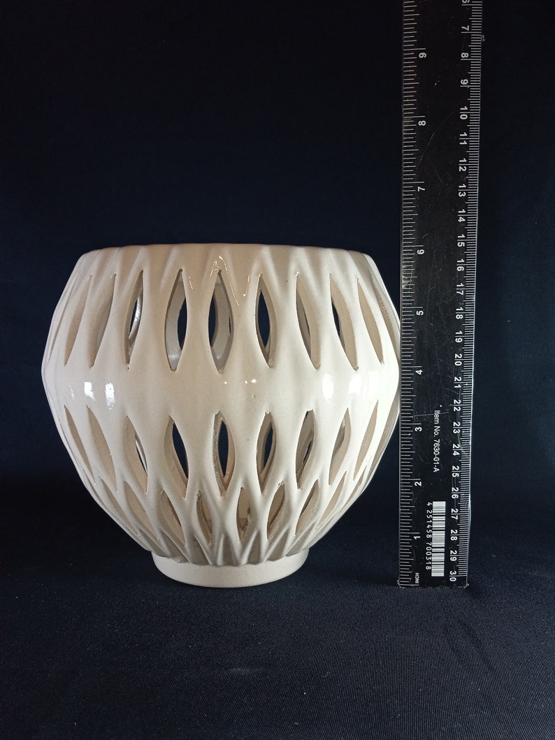 Ceramic pot for orchids. The original form. Glazed white color. image 8