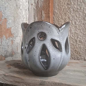Ceramic pot for orchids. Exclusive glaze. White-black transition. Handwork. Small pot.