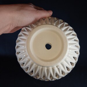 Ceramic pot for orchids. The original form. Glazed white color. image 5