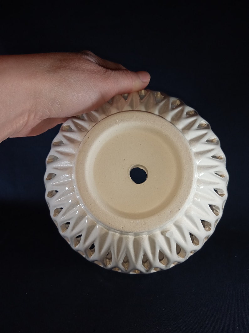 Ceramic pot for orchids. The original form. Glazed white color. image 5