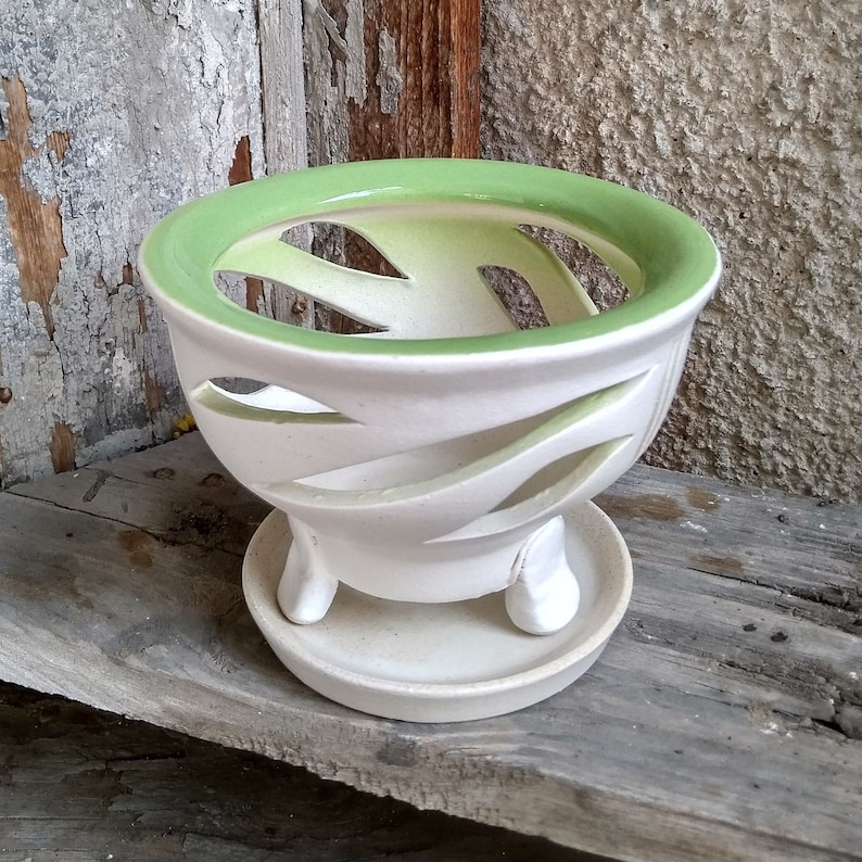 Ceramic pot for orchids. A beautiful pot for an orchid. White Etsy