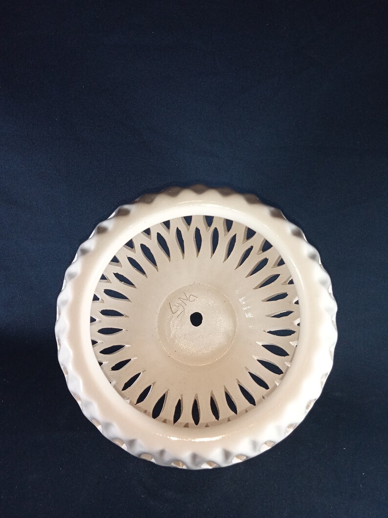 Ceramic pot for orchids. The original form. Glazed white color. image 7