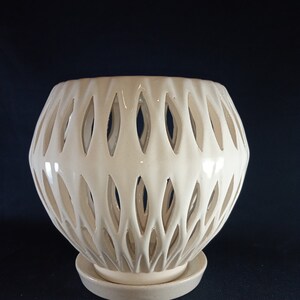 Ceramic pot for orchids. The original form. Glazed white color. image 10