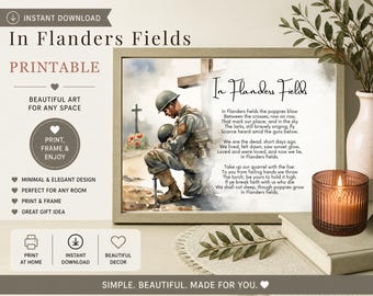In Flanders Fields-gedichtenafdruk: Remembrance Day-aquarelkunst, Solider Cross (digitale download)