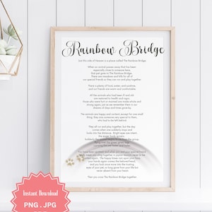 Rainbow Bridge Pet Loss Poem Print: Sympathy Gift (Digital Download)