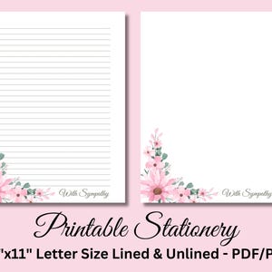 Papel para escribir imprimible, papelería imprimible, papel para escribir cartas de condolencia, juego de escritura, flores rosas, descarga, papelería, pérdida de mamá