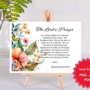 Floral Lord&#39;s Prayer Printable Wall Art (Digital Download)