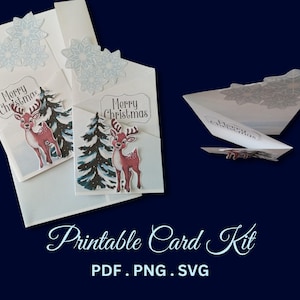 Kit de fabrication de cartes de Noël numériques, Créez vos propres cartes, Kit de fabrication de cartes imprimable, Cartes faites maison, Téléchargement instantané, Cartes Z renne