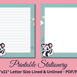 Papel de carta imprimible, papelería imprimible, papelería, lindo papel para escribir cartas, juego de escritura para niños, zorrillo, descarga instantánea