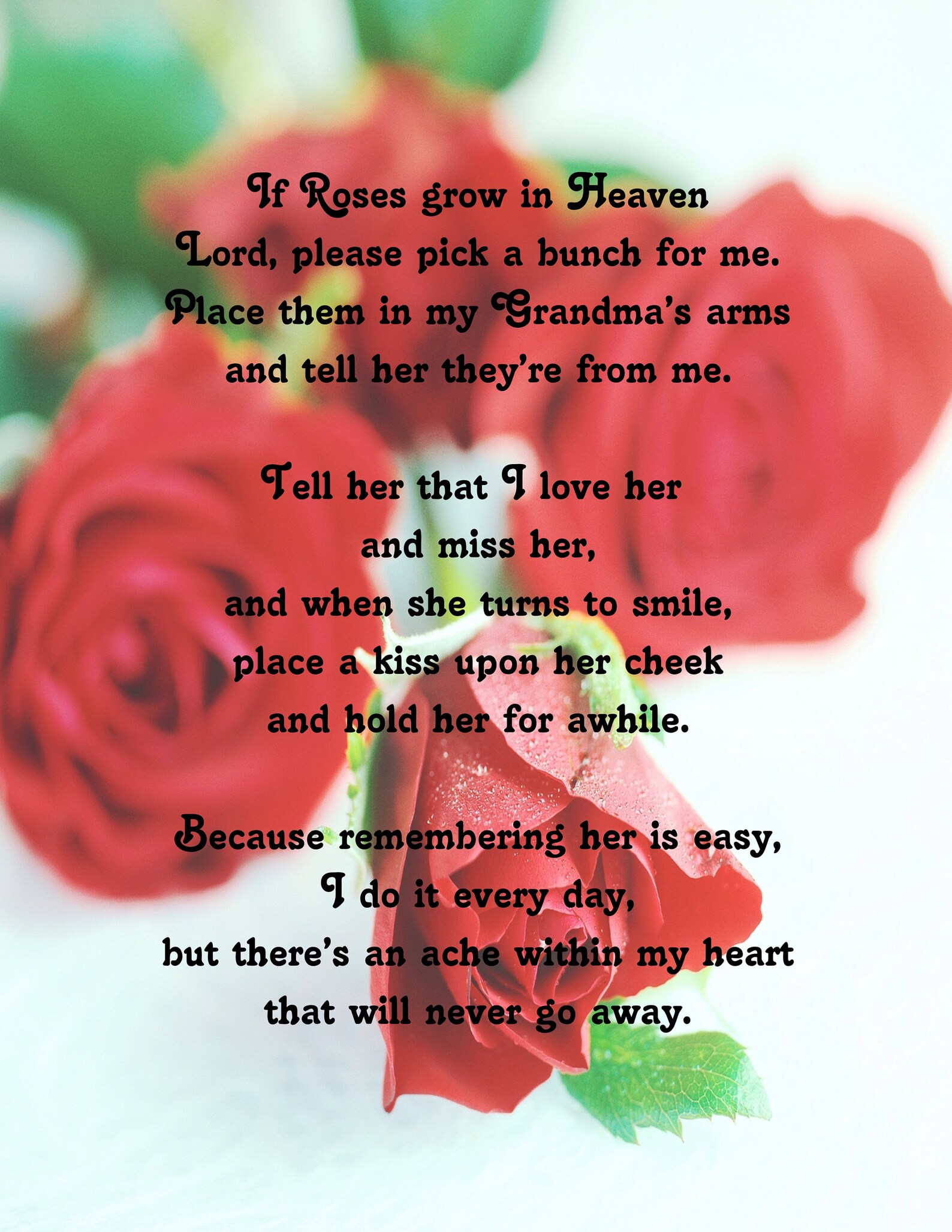 Roses Grow In Heaven For Grandma With Roses Background Digital Etsy