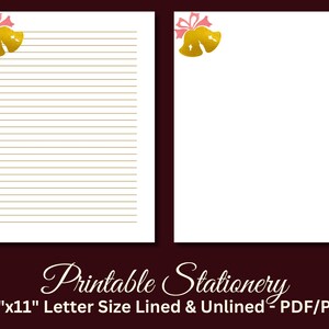 Papel de carta imprimible, papelería para bodas, elegante papel para cartas, set de escritura para aniversarios, campanas, lámina dorada, descarga instantánea, D2