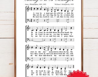 Away In A Manger Hymnal Sheet Music: Minimalist Christmas Print (Digital Download)