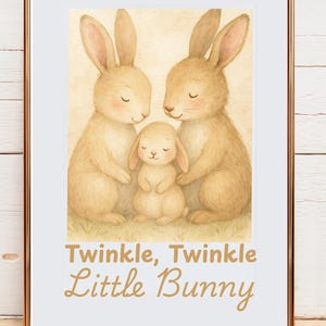 Bunny Family Watercolor Print: Woodland Nursery Art (Digital Download)