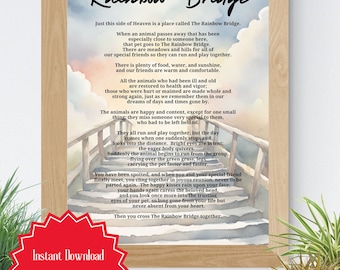 Rainbow Bridge, Dog Remembrance, Cat Sympathy Gift, Dog Loss, Rainbow Bridge Poem, Loss Of Pet, Digital Download, Stairway