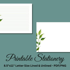 Papel de carta para impressão, papelaria para impressão, papel de paisagem, papel de carta botânico, conjunto de escrita, folhas, download instantâneo