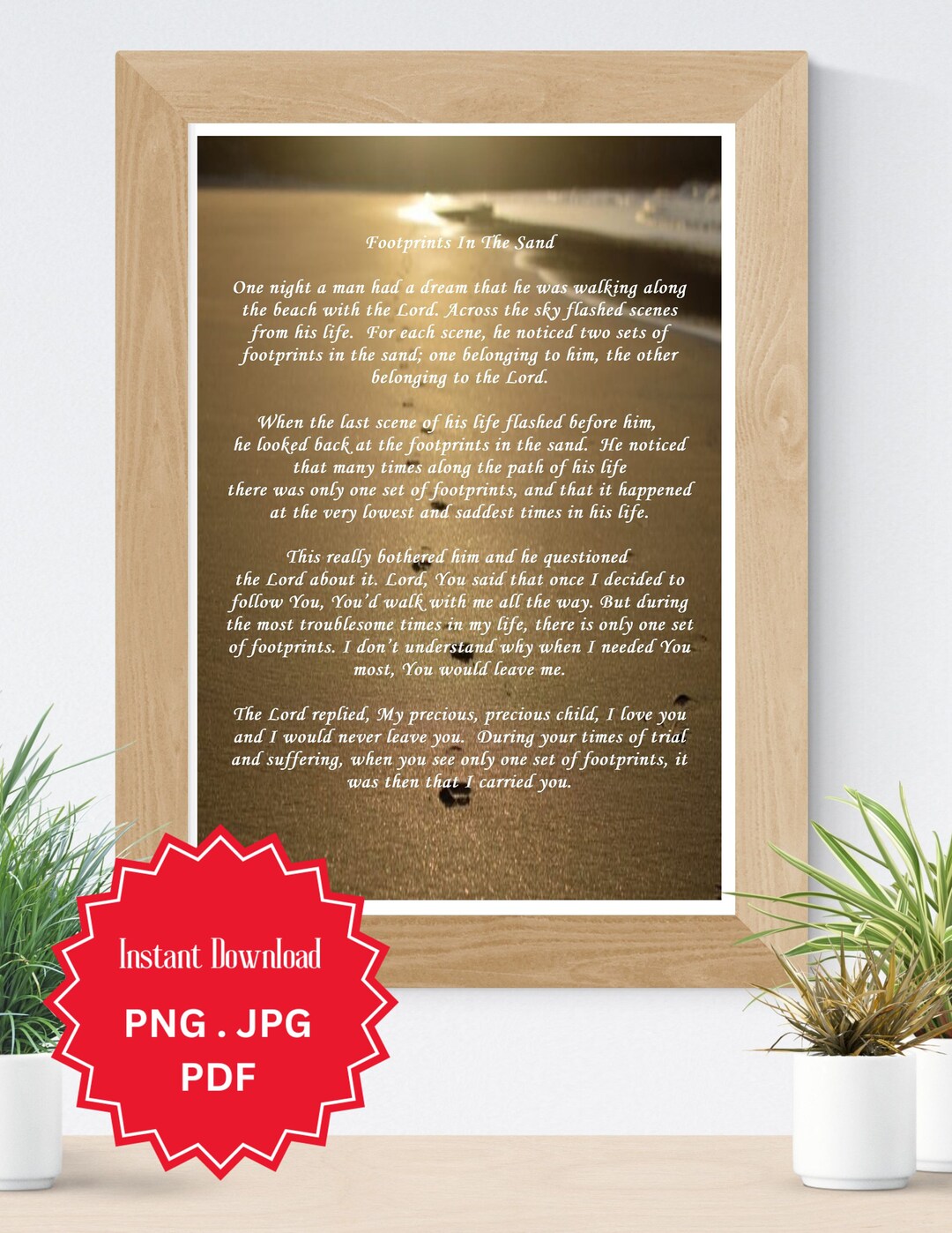 Footprints in the Sand, Christian Wall Art, Footprints in Sand