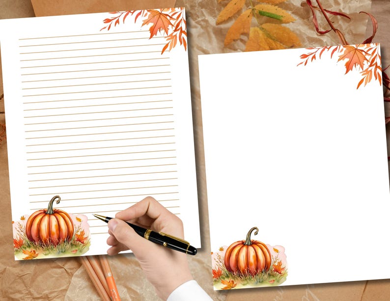 Autumn Pumpkin Stationery: Printable Letter Writing Paper (PDF Download ...