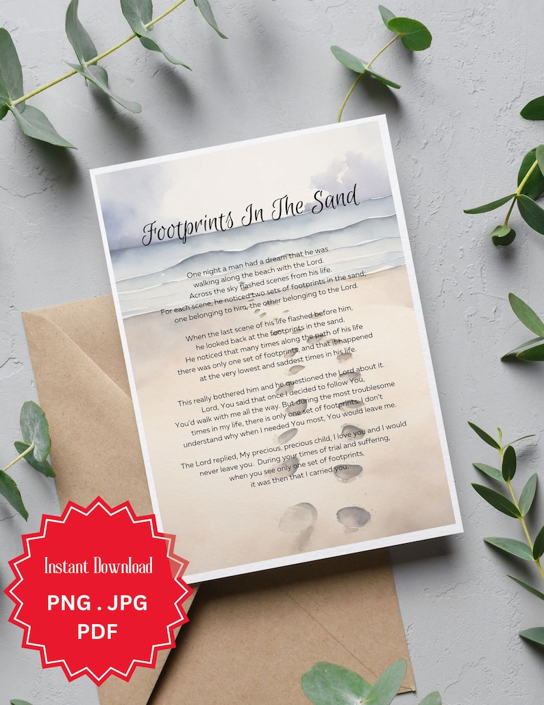 Footprints in the Sand, Christian Wall Art, Footprints in Sand