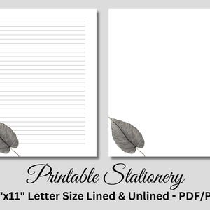 Papel de carta para impressão, papelaria para impressão, papel de carta botânico, conjunto de escrita, esboço de folha, download instantâneo