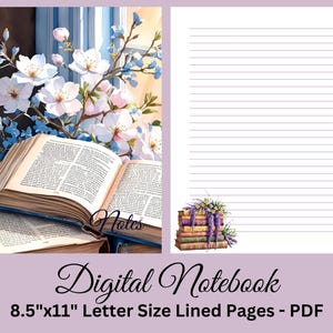 Cuaderno digital en PDF, papel imprimible, papelería floral imprimible, juego de cartas, descarga instantánea, libros antiguos