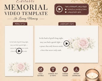 Sympathy Ecard, Video Card, Canva Editable Template, Christian Bereavement Guft, GIF MP4 Download, Psalm 34:18 KJV